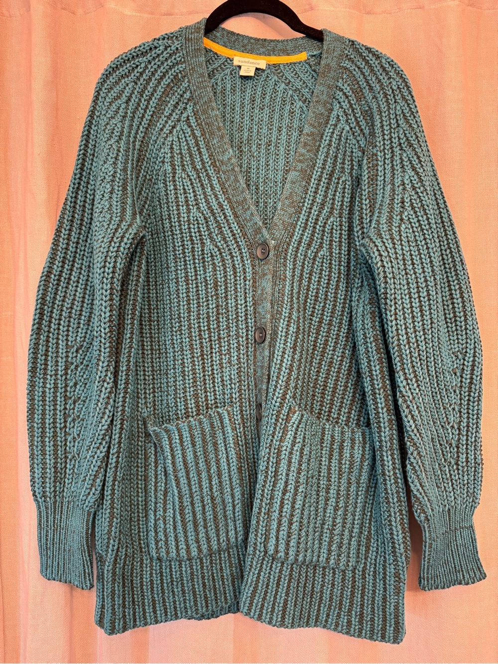 Sundance Cozy Teal Oversized Shaker Knit Cardigan - Size M Excellent!